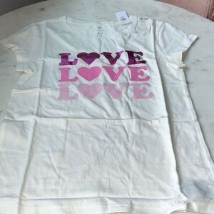 Gap Kids Love cotton Graphic Tee - White and Pink